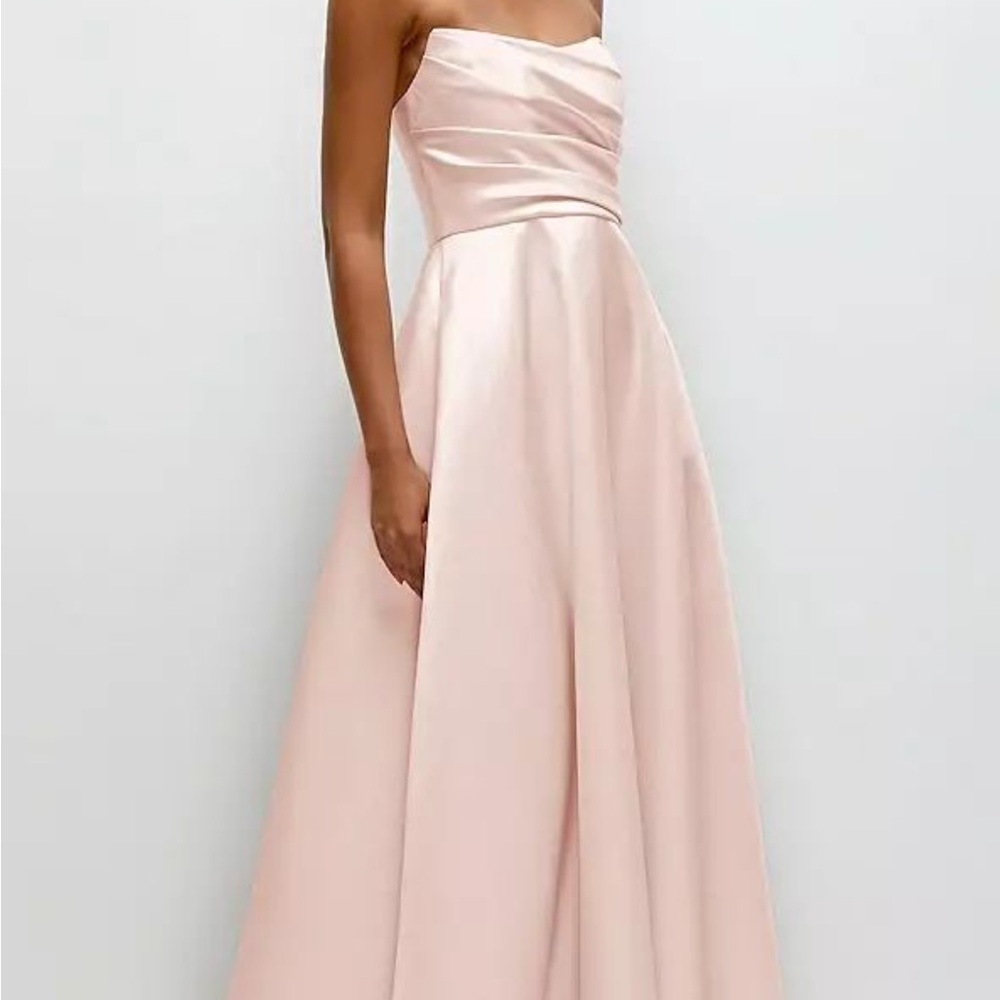 Bella Bridesmaids Dessy Collection Strapless Blush Pink Satin Evening Gown